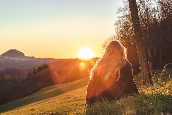 Person in morning sunlight